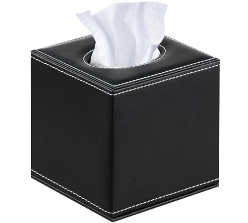 PU Leather Tissue Box Cover Square, Aesthetic Facial Tissue Cube Box Holder
