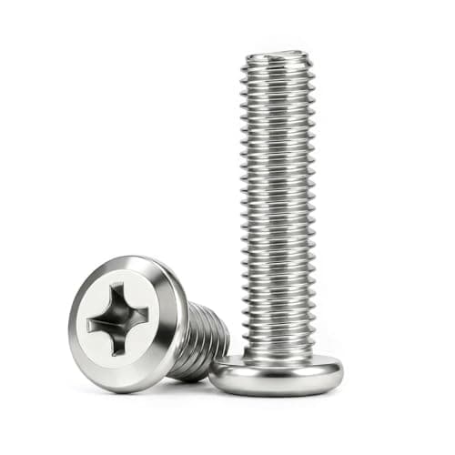 M3 x 5mm(50 Pack) Flat Round Head Machine Screw, Phillips Drive, 304 Stainless Steel 18-8, Fully Machine Thread, Bright Finish, for 3D Printer and Furniture & Service Repairs
