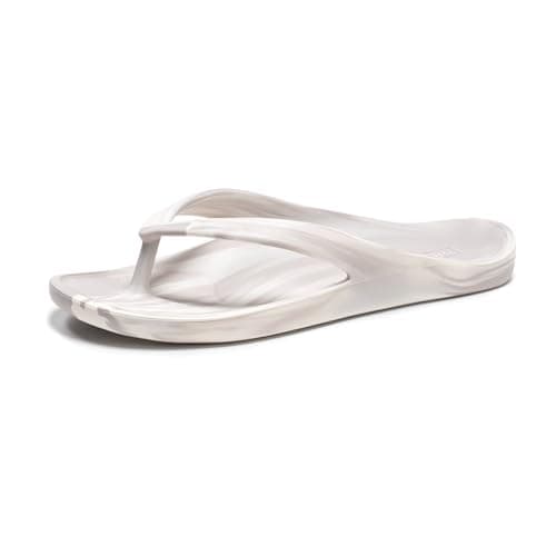 FITORY EVA Flip Flops for Women and Men with Arch Support, Unisex Slip on Summer Thong Sandals, Lightweight and Comfortable Shoes for Beach, Shower, Pool and Casual Walking Grey White Size 13