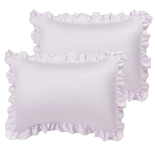 PiccoCasa Ruffled Pillow Cases Set of 2, Envelope Lavender Gray 20x26