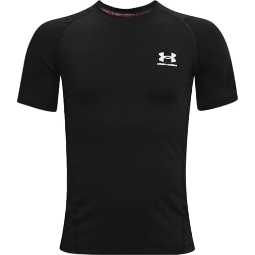 Under Armour Boys HeatGear Armour Short-Sleeve T-Shirt , Black (001)/White , X-Small