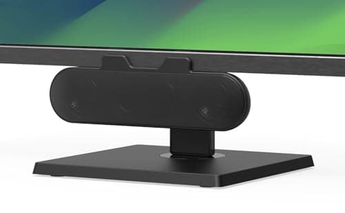 Computer Speakers for Desktop PC Monitor, External Speakers for Laptop, USB-Powered, Plug-n-Play, Wired, Clip-On, Small Computer Soundbar for PC, with Loud Sound, Rich Bass, G-Sensor, USB-C Adapter