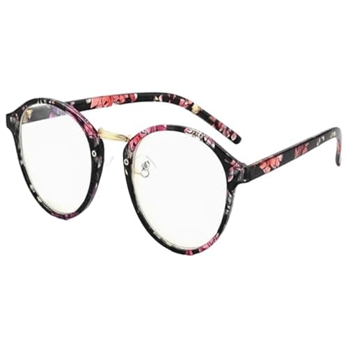 Gudzws Round Blue Light Blocking Glasses Women Men Retro 90s Small Frame Anti Eyestrain UV400 Computer Phone Gaming Glasses (RED)