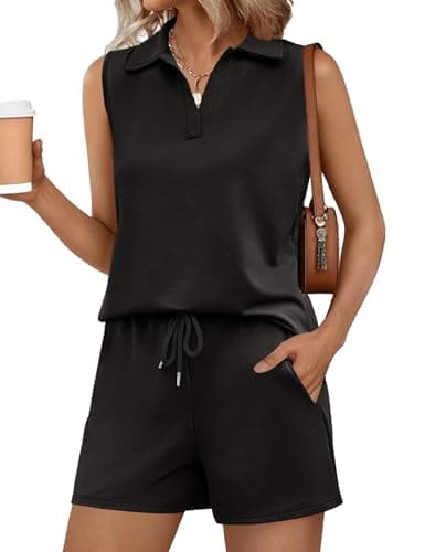 Rapbin Lounge Sets for Women Casual Two 2 Piece Cruise Travel Airport Pullover Sweatsuits Spring Tracksuits (Black, XXL)