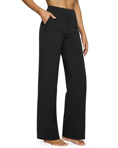 G4Free Wide Leg Pants for Women with Pockets Stretch Black,L,Regular