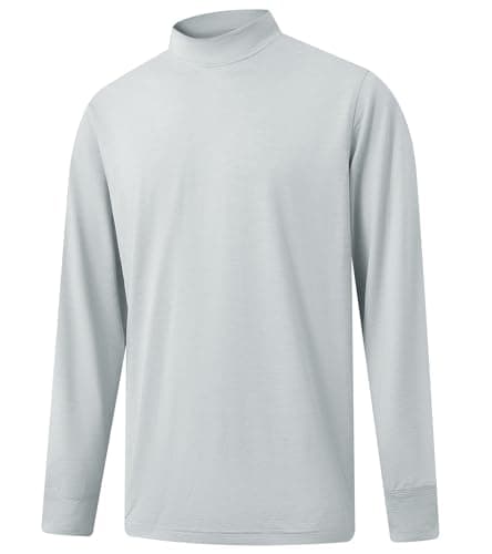 M MAELREG Long Sleeve T Shirts Men Basic Mock Neck Undershirt Shirt Pullover Tops Thermal Turtleneck Sweater Men Light Grey Heather