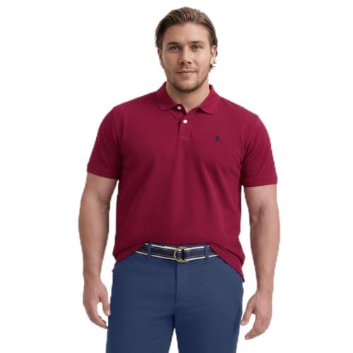 IZOD Men's Big and Tall Advantage Performance Short Sleeve Polo Shirt, Zinfandel, 4X-Large Tall