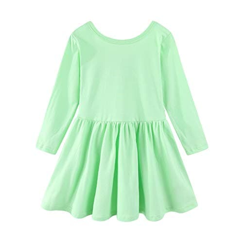 Mud Kingdom Toddler Girls Long Sleeve Twirly Skater Dress for School Party Mint Green 2T