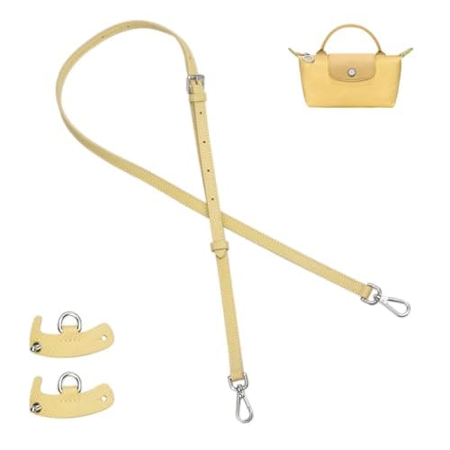 Jiesinlov Leather Bag Shoulder Strap Crossbody Adjustable Replacement Conversion Kit Compatible with Mini Handbag for Xs Le Pliage(Light Yellow)