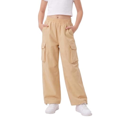 WELAKEN Girls Cargo Pants with Pockets Casual Utility Pants