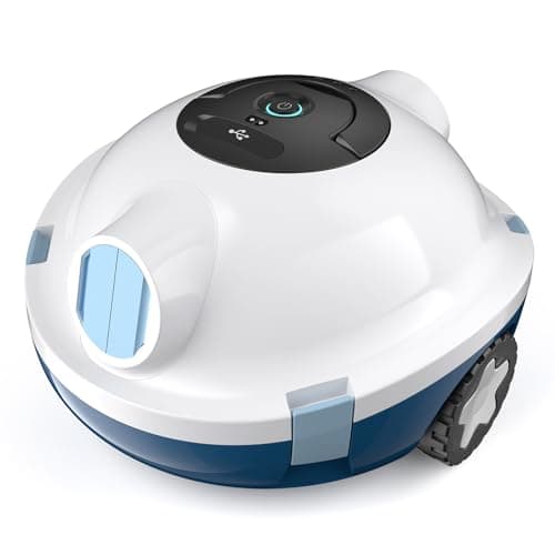 Y10 Robotic Pool Cleaner,Cordless Pool Vacuum with 150 Mins Runtime,High Efficiency Dual Suction Power,Self-Parking&Smart Navigation for Above-Ground & Flat Inground Pools up to 1300 sq.ft (White)