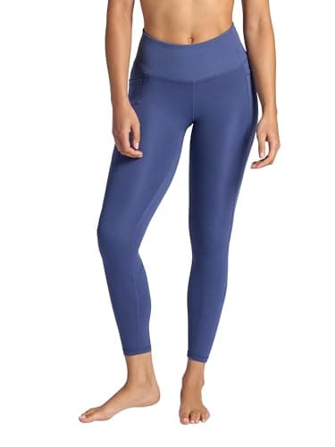Gaiam Women’s Rib Mix High-Rise 7/8 Legging, Slim Fit, 25” Inseam, Stretch Midweight Performance Material, Blue Indigo, Large