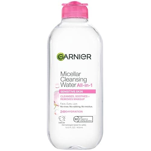 Garnier Micellar Water, Hydrating Facial Cleanser & Makeup Remover, Suitable for Sensitive Skin, Vegan, Cruelty Free, 13.5 Fl Oz (400mL), 1 Count
