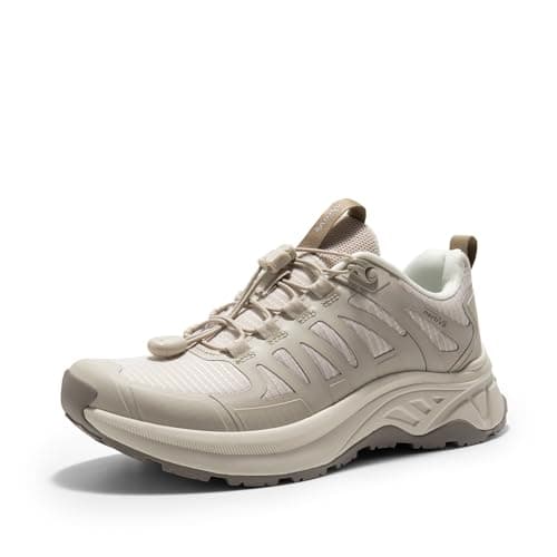 NORTIV 8 Women's Quick Laces Hiking Shoes Lightweight Walking Outdoors Trekking Trails Camping Casual Sneakers,Size 11,Khaki,SNHS242W