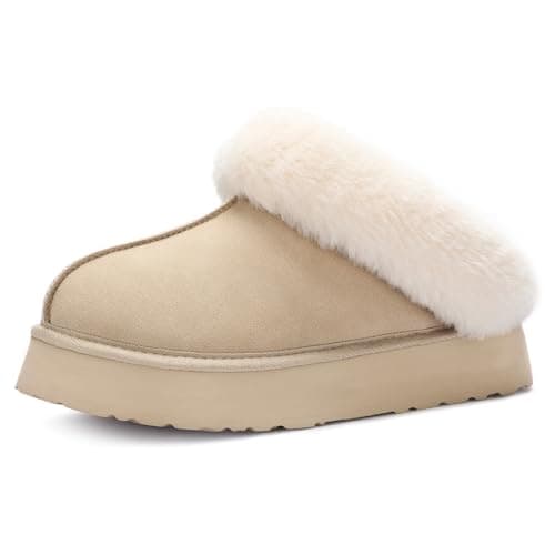LazyStep Women's Fuzzy Platform House Slippers with Memory Foam