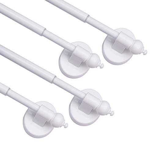 BOOM JOG Magnetic Curtain Rods for Metal Doors，Multi-Use Adjustable Appliance for Windows Iron Steel Places，9-16 Inch，White，4 Pack