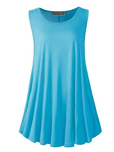 SepiMeli Tank Tops for Women Plus Size Sleevelss Tunic Casual Summer Clothes Swing Shirts for Leggings (Light Blue, 3X-Large)