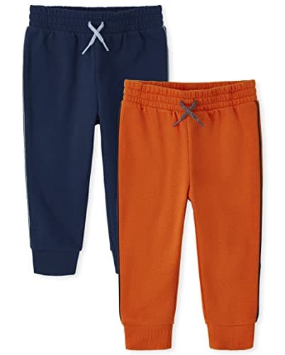 The Children's Place Baby Boys and Toddler Active Fleece Jogger 2 Pack Pants, Sunstone/Tidal, 18-24 Months US