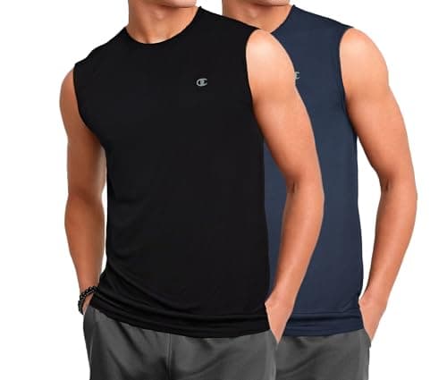 Champion Big and Tall Sleeveless Shirt for Men – 2 Pack Performance Muscle Shirt Black/Navy