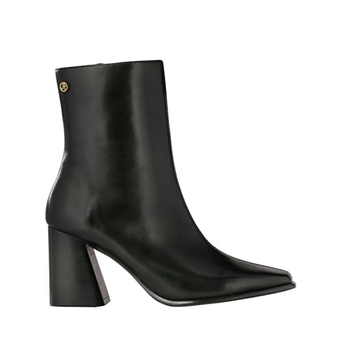 Jatarea Women’s Ankle Boots – Stylish Leather Block Heel Booties, Comfortable Fit with Cushioned Insole, Easy to Wear Fashion Boots for Everyday and Party Look - Alta Black 10.5