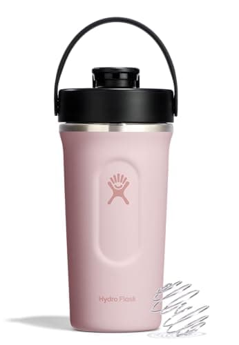 Hydro Flask Shaker Bottle – Insulated Stainless Steel Gym Bottle for Pre Workout & Protein 24 Oz Trillium Pink