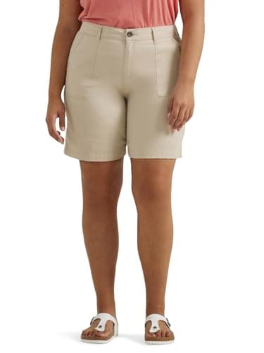 Lee Women's Plus Size Ultra Lux Comfort with Flex-to-Go Utility Bermuda Short Greige 22 Plus