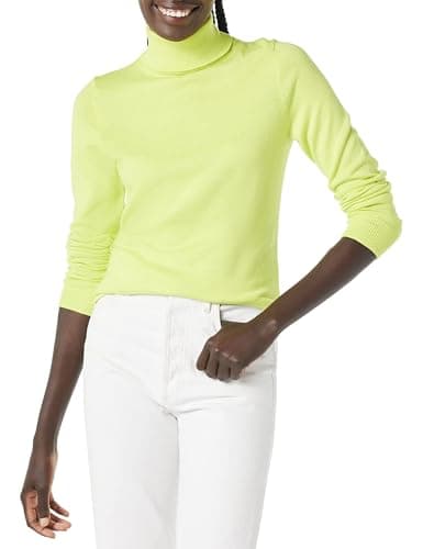 Amazon Essentials Women's Plus Size Classic Lightweight Long-Sleeve Turtleneck Sweater Sweater, -Lime Green, 3X