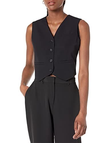 The Drop Women's Sadie Cropped Slim Vest, Black, XXS