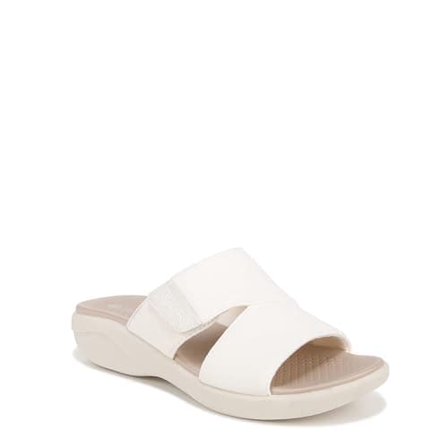 BZees Womens Carefree Machine Washable Comfort Wedge Sandal White