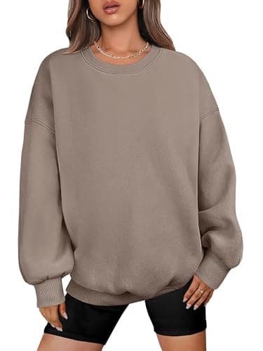 ANRABESS Oversized Sweatshirt for Women Crewneck Y2K Hoodies Fleece Casual Comfy Pullover Top Fall Outfits Clothes 2025 A1019 light khaki X-Small