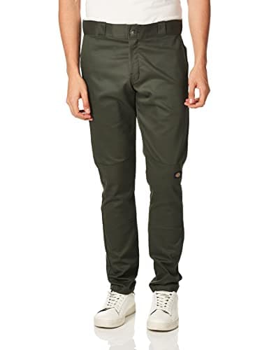 Dickies mens Skinny-straight Double Knee Work Pants, Olive Green, 38W x 32L US