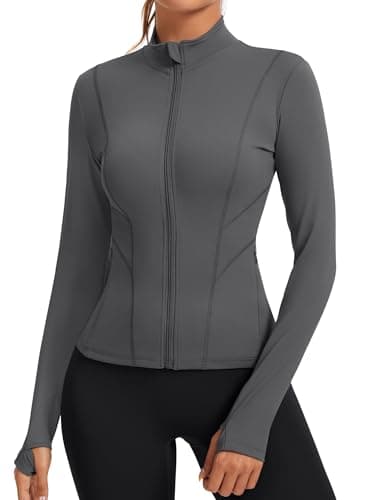 Rapbin Womens Workout Long Sleeve Crop Tops Quick Dry Zip Pullover Golf Yoga Athletic Slim Fit Shirts BBL Jacket