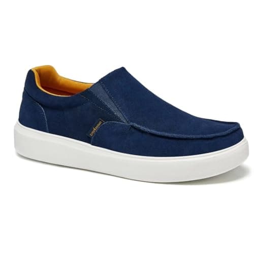 Men's Orthopedic Walking Shoes Slip On Loafers: Classic Walking Shoes for Plantar Fasciitis, Arch Support Neuropathy Relief Sneakers for Comfortable Working Denim Size 12