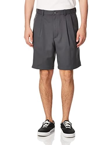 PGA TOUR Men's Double Pleat Expandable Golf Short, Asphalt, 30