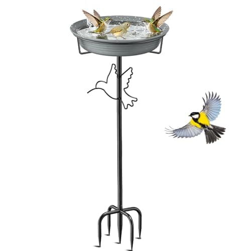 VeyFolzin.st Bird Bath for Outside, 36.7In Removable Freestanding Birdbaths for Outdoors with 5-Pronged Base, Bird Bath Feeder Bowls for Garden Patio Yard Lawn Decor (Grey-2)