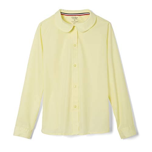 French Toast Big Girls' Long Sleeve Peter Pan Collar Blouse, Yellow, 8