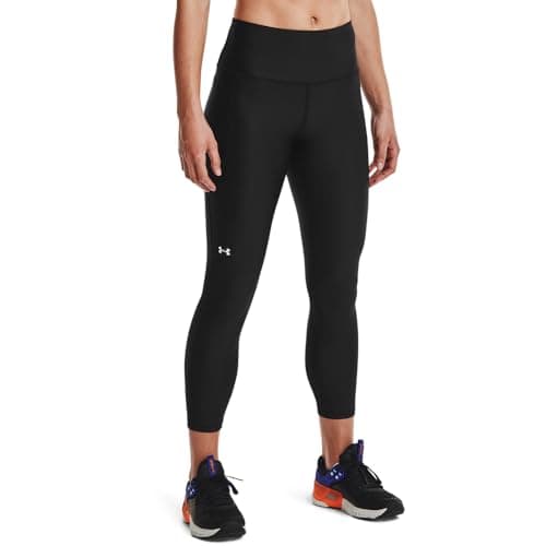 Under Armour Womens HeatGear Armour High Waisted Ankle No-Slip Leggings, Black (001)/White, X-Small Tall