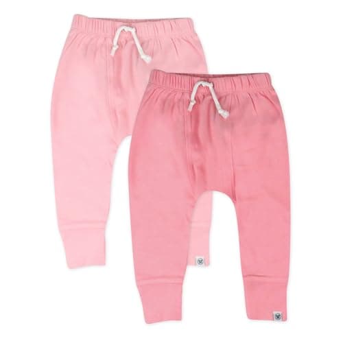 HonestBaby Multipack Honest Pants Joggers Pull on Organic Cotton for Baby & Toddler, Strawberry Cream, 0-3 Months