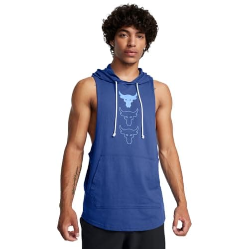 Under Armour Men's Project Rock Payoff Sleeveless Hoodie, (432) Tech Blue / / Silt, Large