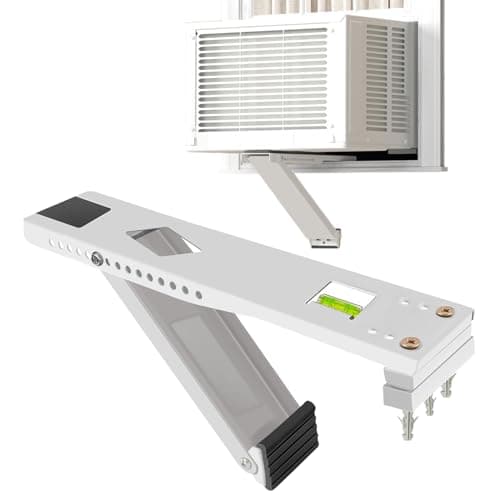 Window AC Support Bracket,Indoor Installation with Built-in Bubble Level,Air Conditioner Bracket & Non-Slip Rubber Pads,Heavy-Duty Single-Foot Design,Secure&Reliable for5000–12000 BTU(Up to 85 lbs)