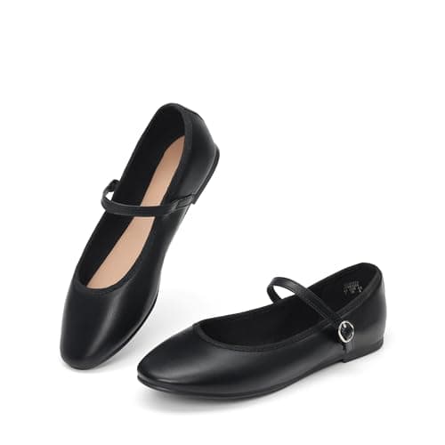 DREAM PAIRS Women's Ballet Flats Mary Jane Shoes, Round Toe Comfortable Dressy Casual Slip-on Work Daily Soft Flat Shoes,Size 7,Black-Pu,SDFA2441W