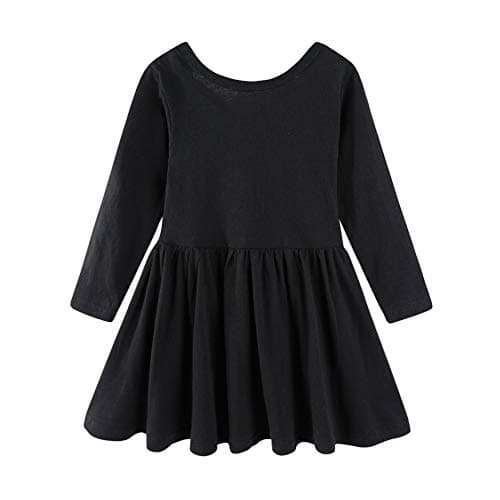 Mud Kingdom Little Girls Long Sleeve Twirly Skater Dress for School Party Black Size 7-8
