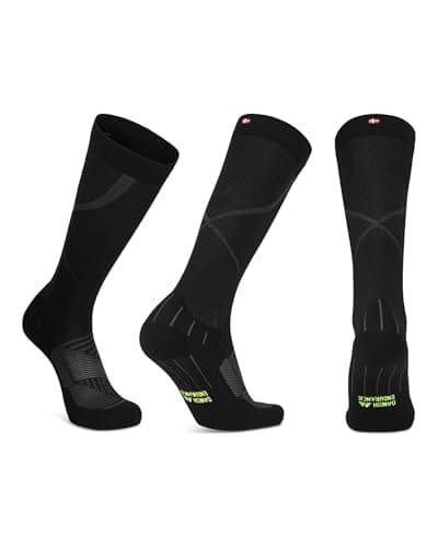 DANISH ENDURANCE 26-32 mmHg Compression Socks - Firm Support, Breathable, Boost Circulation, Men & Women, Training & Recovery Medium Black/Grey 1-pack