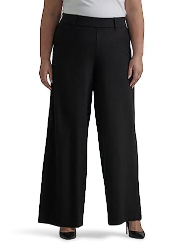 Lee Women's Plus Size Ultra Lux Comfort Any Wear Wide Leg Pant Unionall Black 24 Plus Petite