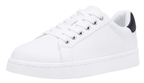 Vepose Women's White Black Lace-Up Walking Sneakers, Size 9.5, 8003