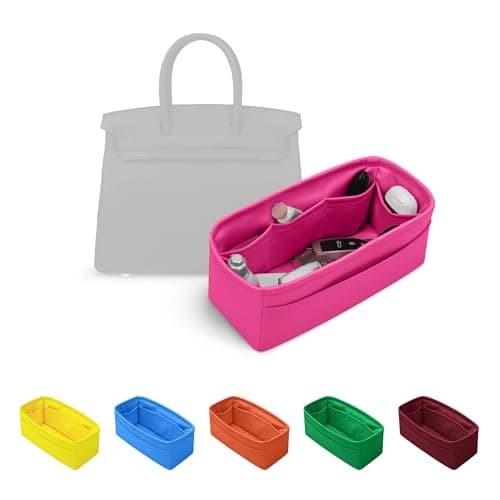 KINGS IN BAG Satin Purse Organizer for Birkin 30, Rose shocking