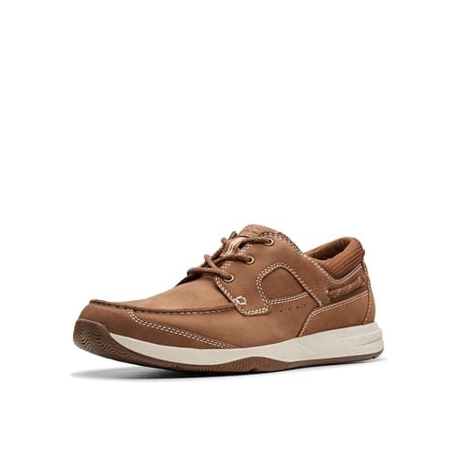 Clarks Collection Men's Sailview Lace Boat Shoe, Light Tan Nubuck, 9 Medium US