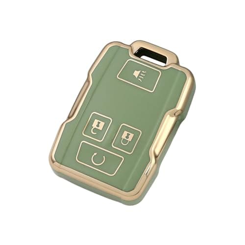 Thrida TPU Key Fob Cover for Chevy GMC: 4 Buttons Key Fob Case Fit for Chevy Colorado Silverado 4500HD 5500HD 6500HD 2500 3500 GMC Canyon Denali Sierra 2014-2023丨Remote Protector 13577770（Green）