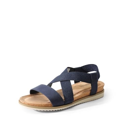 DREAM PAIRS Women's Comfortable Low Wedge Sandals, Open Toe Slip On Strappy Flat Sandals Light-weight Summer Shoes
