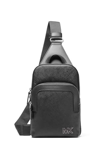 Michael Kors Edison Medium Double Zip Sling Pack, Black Hardware/Black